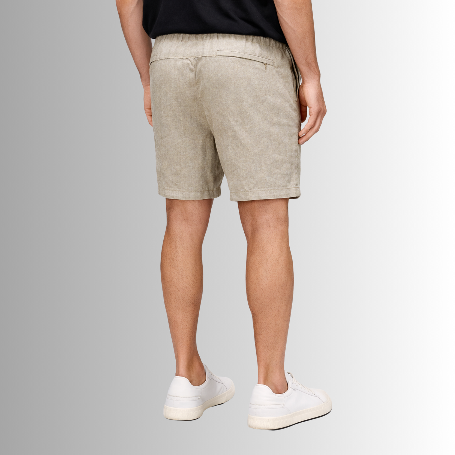 Bermuda de lino mixto para hombre — beige, vista trasera