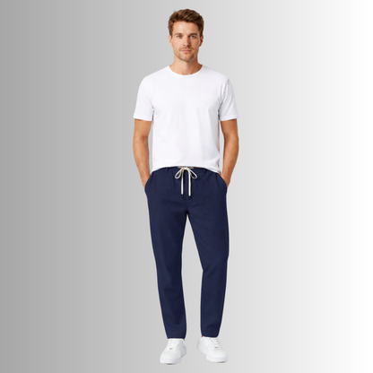 Pantalón de lino mixto para hombre — azul marino, vista frontal