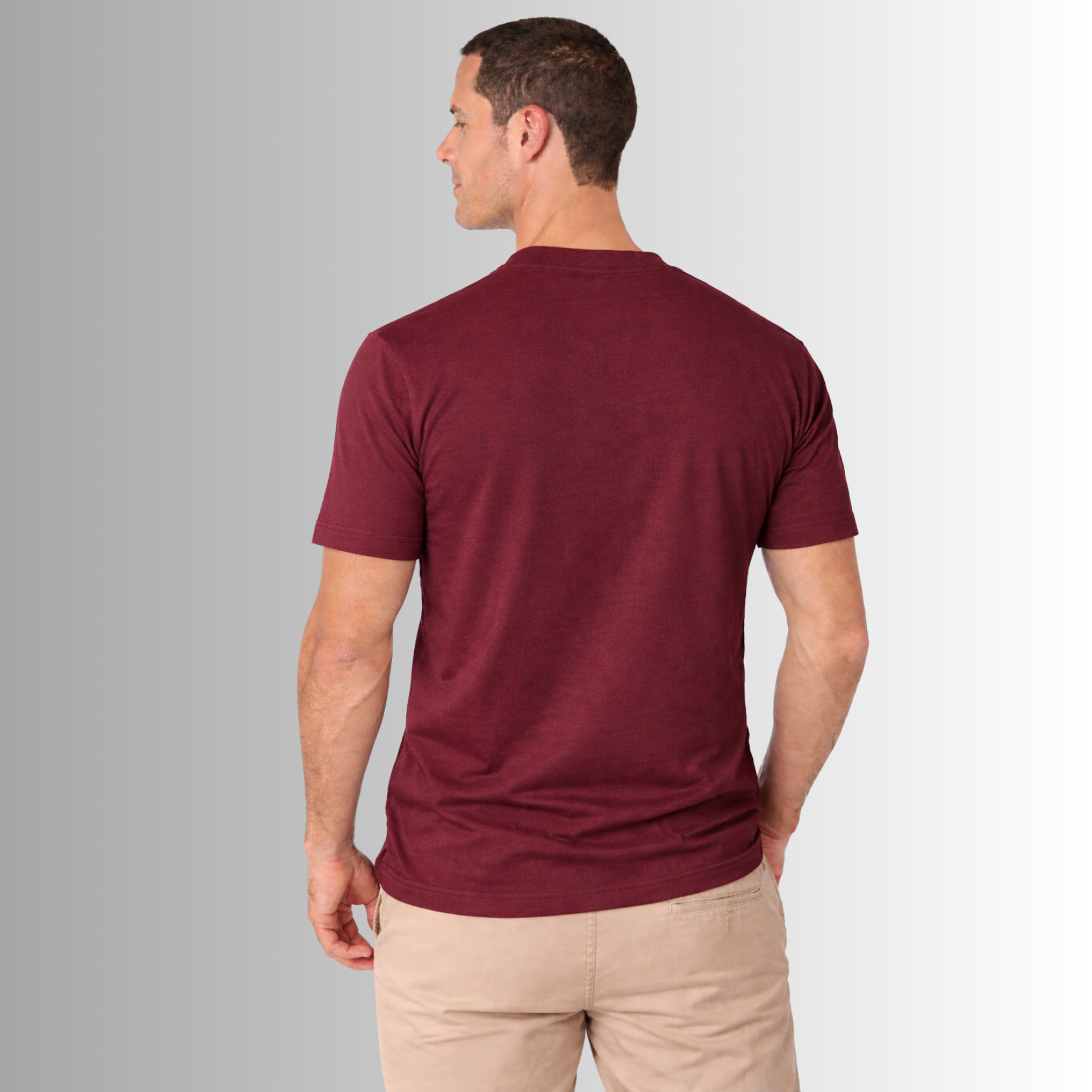 Remera básica de algodón Pima para hombre — bordo, vista trasera
