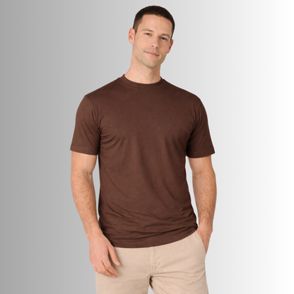 Remera básica de algodón Pima para hombre — marrón, vista frontal