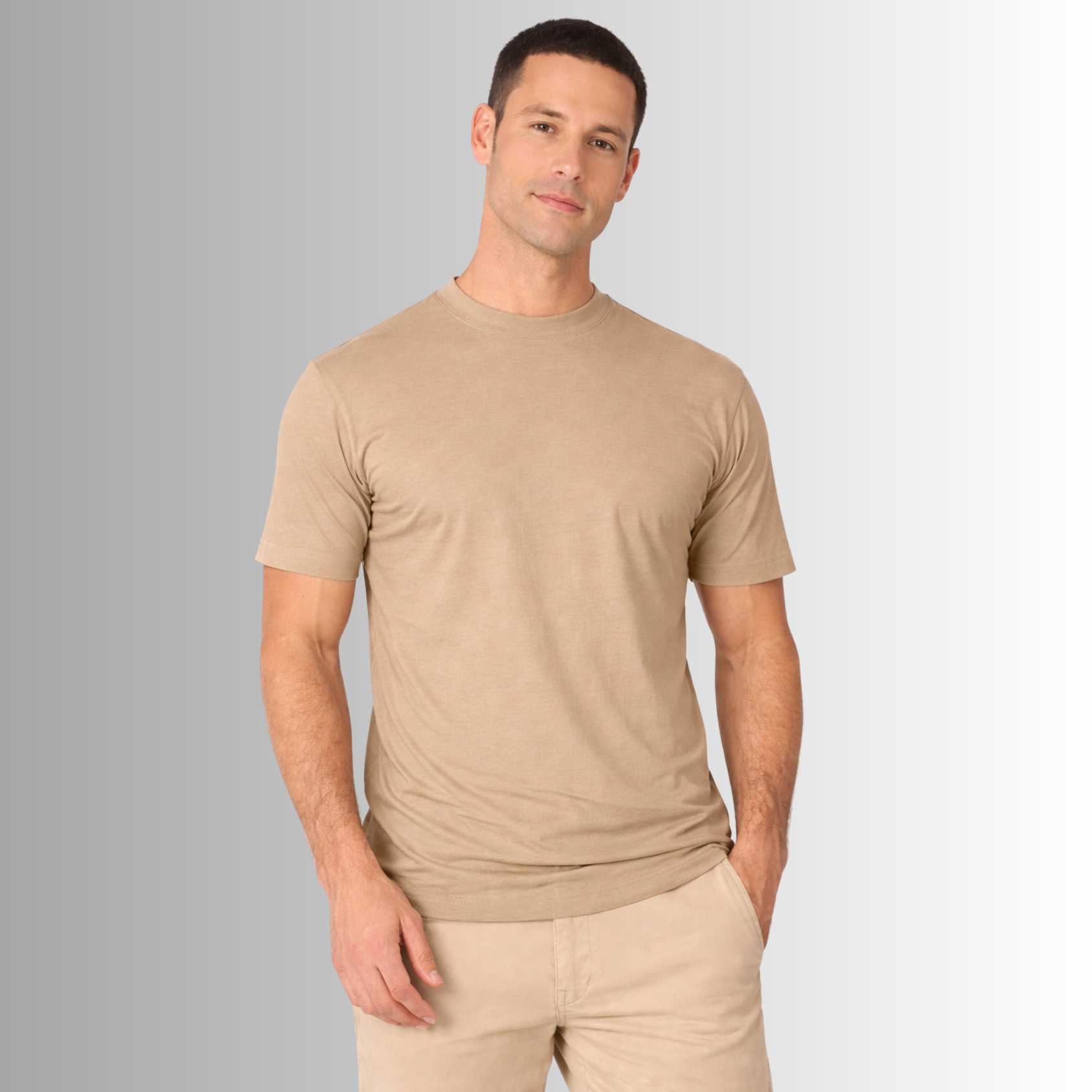 Remera básica de algodón Pima para hombre — mocha, vista frontal