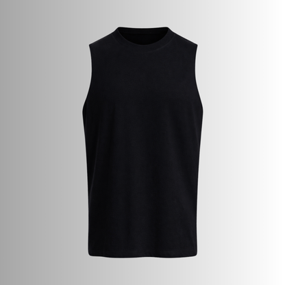 Remera sin mangas de algodón Pima para hombre — vista frontal sin modelo